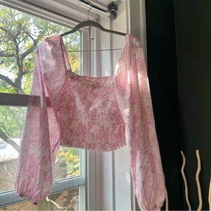 Floral Pink Smocked Women's Top